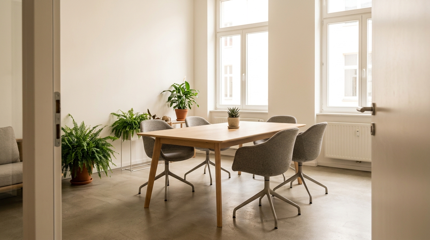 Berlin studio meeting space with natural light
